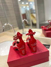 VALENTINO 26S ANKLE STRAP PUMPS 60 MM IN RED PATENT CALFSKIN