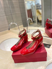 VALENTINO 26S ANKLE STRAP PUMPS 60 MM IN RED PATENT CALFSKIN