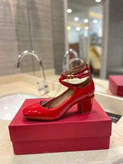 VALENTINO 26S ANKLE STRAP PUMPS 60 MM IN RED PATENT CALFSKIN
