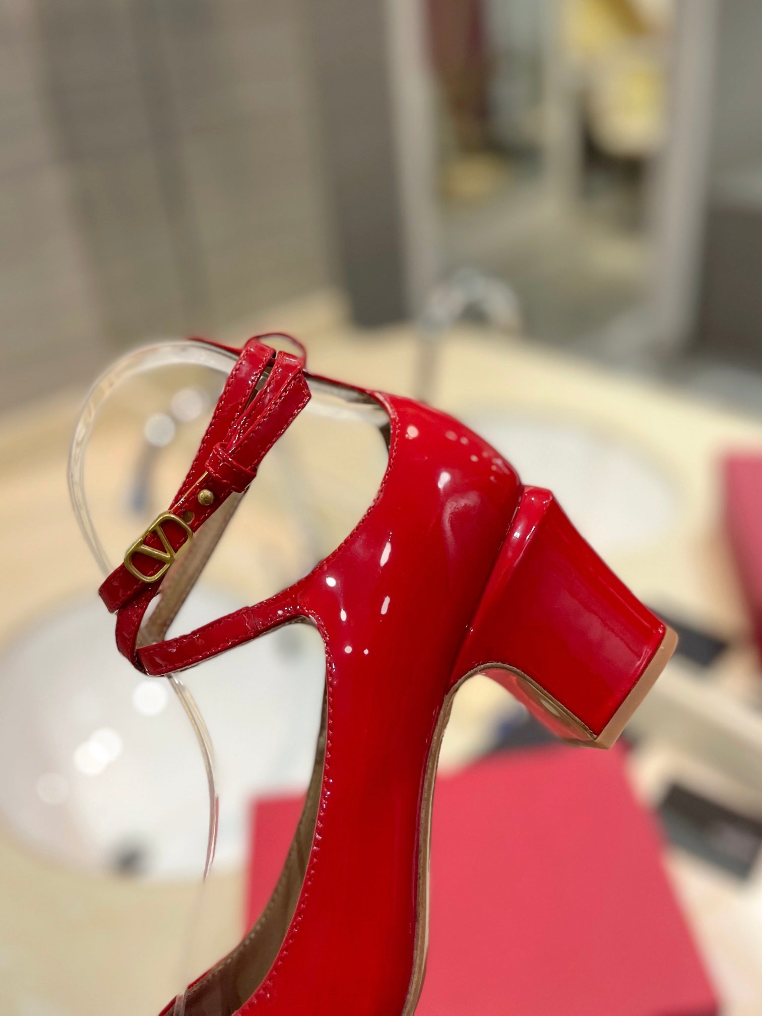 VALENTINO 26S ANKLE STRAP PUMPS 60 MM IN RED PATENT CALFSKIN