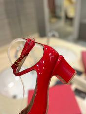 VALENTINO 26S ANKLE STRAP PUMPS 60 MM IN RED PATENT CALFSKIN