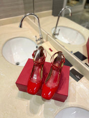 VALENTINO 26S ANKLE STRAP PUMPS 60 MM IN RED PATENT CALFSKIN