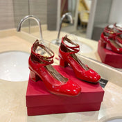 VALENTINO 26S ANKLE STRAP PUMPS 60 MM IN RED PATENT CALFSKIN