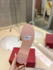 VALENTINO 26S SLIDES IN GREYISH BEIGE CALFSKIN WITH LOGO