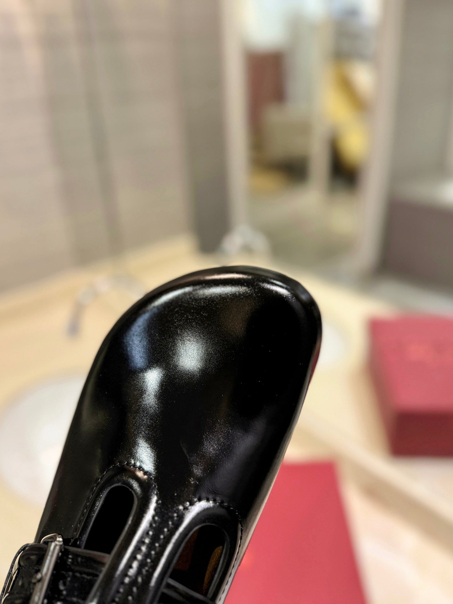 VALENTINO 26S FLAT MULES IN BLACK PATENT CALFSKIN
