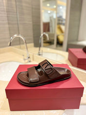 VALENTINO 26S FOOTBED SANDALS IN BROWN CALFSKIN