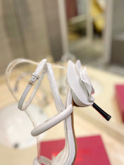 HIGH HEEL SANDAL 10 CM IN WHITE CALFSKIN