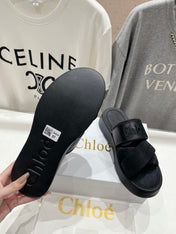MILA PLATFORM 5 CM IN BLACK NYLON WITH EMBROIDERED LOGO