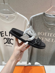EXTRA SANDAL PASTEL BLACK MIX SILVER CALFSKIN