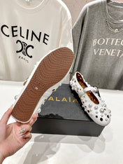 ALAIA PEARL MARY JANE SHOES WHITE LAMBSKIN