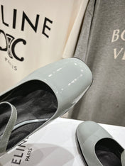 MEDIUM - HEEL MARY JANE SHOES IN SMOKE GREY GLOSSY CALFSKIN