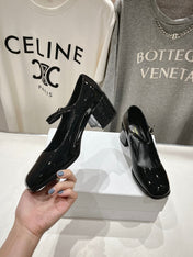MEDIUM - HEEL MARY JANE SHOES IN BLACK GLOSSY CALFSKIN