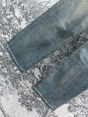Joewe 25 Chain-decorated Jeans Blue Cotton Fabric