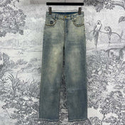 Joewe 25 Chain-decorated Jeans Blue Cotton Fabric