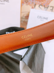 CELINE 25S BELT 25MM WITH ARC DE TRIOMPHE BUCKLE IN DARK CARAMEL 571499