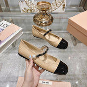 MARY JANE SANDAL CAP TOE DARK CREAM SHEEPSKIN