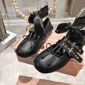 MIUMIU 26S SLINGBACK BALLET FLATS IN BLACK CALFSKIN SILVER HARDWARE