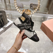 MIUMIU 26S SLINGBACK BALLET FLATS IN BLACK CALFSKIN AND BEIGE CANVAS RIBBON