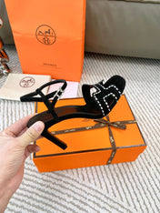HIGH SANDAL 8.5 CM IN BLACK SUEDE