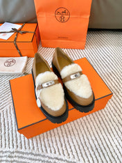 ICONE LOAFER IN PERU BROWN CALFSKIN WITH WHITE SHEARLING