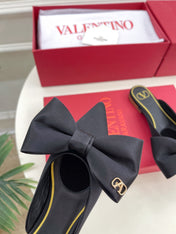 VLogo Bow Mules Women Silk Black