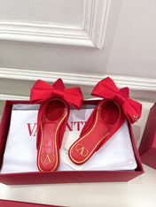 VLogo Bow Mules Women Silk Red