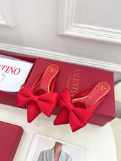 VLogo Bow Mules Women Silk Red