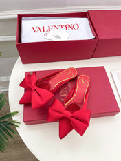 VLogo Bow Mules Women Silk Red