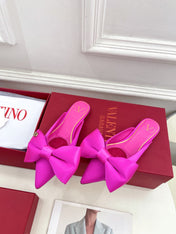VLogo Bow Mules Women Silk Hot Pink