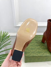 HORSEBIT ANKLE BOOTS 9.5CM IN CINNAMON BROWN SHEEPSKIN