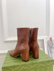 HORSEBIT ANKLE BOOTS 6.5CM IN CINNAMON BROWN SHEEPSKIN
