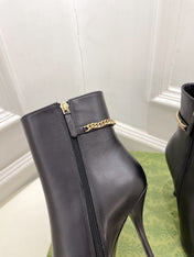 SIGNORIA SHORT BOOTS 10.5CM IN BLACK CALFSKIN