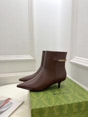 SIGNORIA SHORT BOOTS 4.5CM IN WALNUT BROWN CALFSKIN