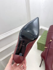 SIGNORIA KNEE BOOTS 10.5CM IN BURGUNDY RED CALFSKIN