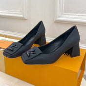 SHAKE PUMP BLOCK HEEL 5.5 CM SANDALS IN BLACK PEPPLE CALFSKIN