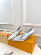 6AM HIGH PUMP 5 CM IN SILVER CALFSKIN