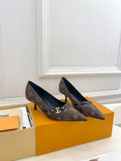 6AM HIGH PUMP 5 CM IN CHOCOLATE BROWN MONOGRAM CALFSKIN