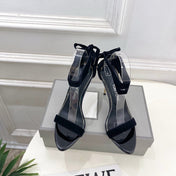 TOM FORD 26S HIGH-HEELED SANDALS 105 MM IN BLACK FABRIC AND CALFSKIN