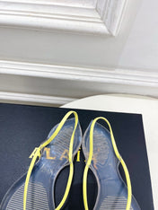 ALAIA 26S POINTED-TOE THONG SANDALS IN YELLOW AND TRANSPARENT PVC