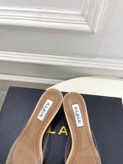 ALAIA 26S MULE HEELS 55 MM IN BEIGE LAMBSKIN AND TRANSPARENT PVC