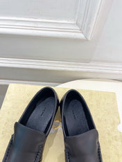 THE ROW 26S MOCCASIN LOAFERS 20MM IN BLACK CALFSKIN