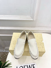 THE ROW 26S MOCCASIN LOAFERS 20MM IN IVORY WHITE CALFSKIN