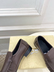 THE ROW 26S MOCCASIN LOAFERS 20MM IN BROWN CALFSKIN