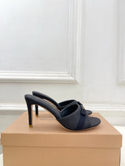 GIANVITO ROSSI 26S HIGH-HEEL SANDALS 80 MM IN BLACK WOVEN FABRIC