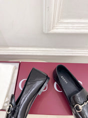 GUCCI 26S LOAFERS MM IN BLACK CALFSKIN WITH SILVER HARDWARE