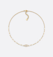 CD 26S CD LOGO PEARL CHAIN NECKLACE IN GOLD TONE METAL WITH WHITE PEARL 631005