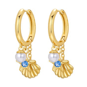 Pearl Starfish Shell Drop Earrings