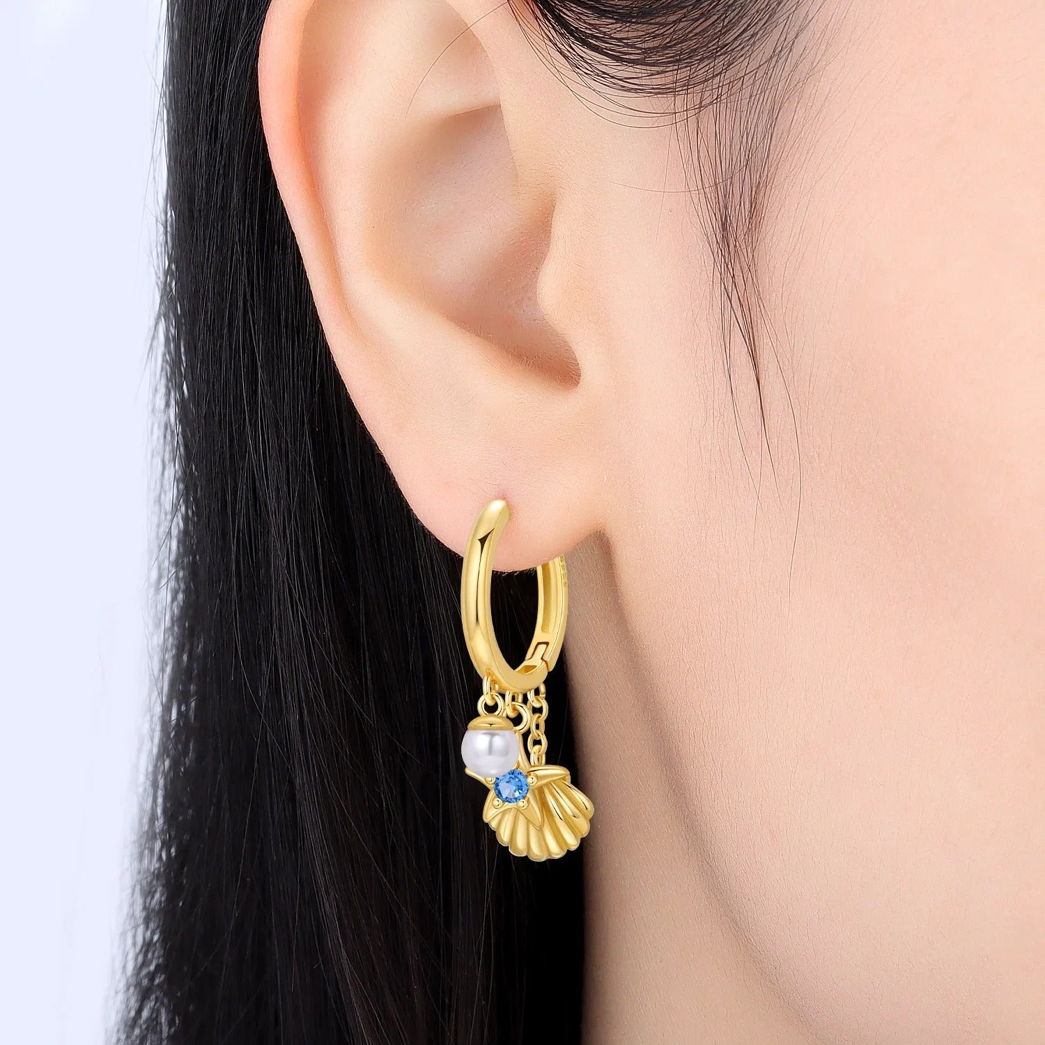 Pearl Starfish Shell Drop Earrings