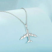 Delicate Airplane Pendant Necklace Platinum Plated Necklace