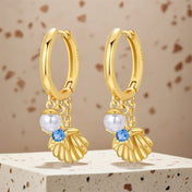 Pearl Starfish Shell Drop Earrings